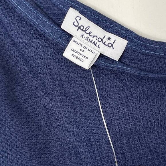 NEW Splendid Navy Rayon Crosshatch One Shoulder Tie Tank Women's Size XS - Picture 8 of 9